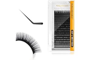 NAGARAKU Extensiones de Pestañas Individuales Clásico 1:1 Pestañas Pelo a Pelo Volumen Lashes Natural Blando Suave Wispy Singel Eyelash Extension Pestañas Postizas Negro 16 Filas(0.07mm L 7-15mm)