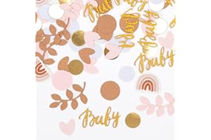 ZOUWEL Babyparty Deko, 130 Stück Baby Shower Deco Konfetti Mädchen Junge, Babyparty Tischdeko Konfetti mit 6 Mustern, Gender Reveal Party und Geburtstag Dekoration (pink)