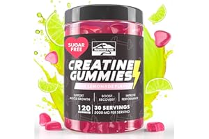 KEYSTONE PEAK KP Creatine Monohydrate Gummies Pink Lemonade for Men & Women, 100% Creatine Pink Lemonade Gummies, 5g per Serving + Vegan, Sugar Free + Strength, Energy, Muscle & Booty Gain - 120 Count