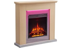 FLAMME Stratford Fireplace with 35" surround with 2kW Fireplace Heater Natural Oak Multiple Colours Available