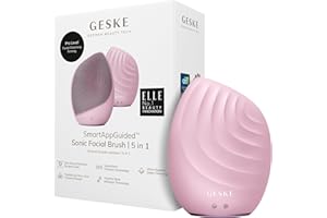 GESKE | Cepillo facial SmartAppGuided™ 5 en 1 | Cepillo de limpieza facial eléctrico | Cepillo de silicona suave | Limpieza facial profesional | Dispositivo de limpieza facial | masajeador facial