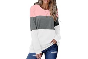 CHICZONE Womens Long Sleeve T Shirts Color Block Sweaters Casual Loose Fit Shirts Blouses