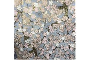 BrightGlow 100x150 cm Japanischer Stil Baumwollstoff Meterware Bunt Gedruckt Nähstoffe mit Blume Fächer Fliegender Kranich Tücher Baumwolltuch Kleiderstoff Quiltstoffe zum Nähen Grau-Pflaume