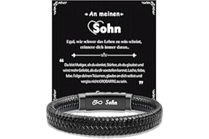 CheersLife Ich Liebe Dich Geschenke für Männer, An Meinen Sohn Bruder Mann Armband Weihnachten Geburtstag Liebes Valentinstag Jahrestag Geschenk für Ihn Freund Ehemann Sohn Bruder Lederarmband