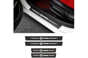 RIDGOEL 4 Piezas Pegatinas Protective de Umbral de Puerta para Mazda 2 3 5 6 CX-3 CX-30 CX-5 CX-50 CX-60 CX-7 CX-8 CX-9 Decoración para Estribos de Coche de Fibra de Carbono con Logotipo C