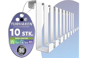 4happy Türhaken zum Einhängen, 10er-Set, Fb. Weiß - Rostfreie, formstabile Haken zum Einhängen als einzelne Kleiderhaken Tür oder als Türhakenleiste, Türgarderobe
