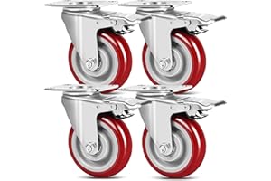 VORTIX 4er Set Schwerlastrollen mit Bremse, Transportrollen 100mm, Rollen Schwerlast Tragkraft 600kg, Industrierollen aus Vollgummi und Lautlose, Lenkrollen für Innen und Außen