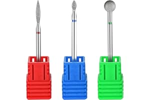 YUXIANLB 3 Stück Diamant-Nagelbohrer Nagelhautbohrer Kugelform Nagelhaut Nagelschneider Bit Flamme Bit Alles In Einem Nagel Prep Kit Für Maniküre Salon Nagelhaut Entfernen Unter Nagel Abgestorbene Rot