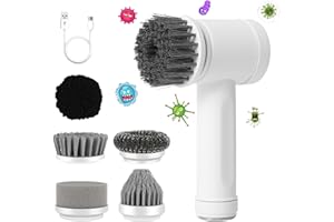 Bcuteu Power Spin Scrubber Cordless, Electric Spin Scrubber with 5 Replaceable Brush Heads, Handhold Electric Cleaning Brush Scrubber for Kitchen, Bathroom, Window, Floor, Cars, Sink, Bathtub and Wall