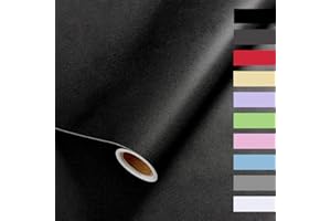 Auckpure Sticky Back Plastic Roll Self Adhesive Wallpaper, (0.4X 3.5M) Contact Paper, Self Adhesive Vinyl Wrap, Frosted Thickened Waterproof Wall Paper, for Furniture Wall Door Stickers Black