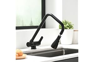 SJQKA Mitigeur Cuisine Rabattable, Robinet Cuisine Rabattable Avec 3 Jets Modes,robinet Cuisine Pliable Pour Fenêtre,Mitigeur Evier Cuisine En Acier Inoxydable 304 Brossé (noir)