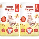 By Amazon Ultra Dry Diapers, Size 1 (2-5 kg), Channeled, White, 48 Count (1 Packs of 48) - New Version (Formerly a Mama Bear
