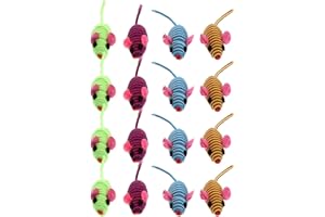 VILLCASE 12pcs Cat Mouse Toy, Interactive Toy Mouse for Cats, Elastic Rope Mice, Ideal for Chewing, Playing & Teeth Grinding, Assorted Colors