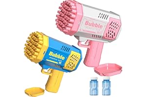 HYNXM Bubble Gun for Kids, 2 Pack 40 Holes Bazooka Bubble Gun with 2 Bottles of Bubble Solution, Bubble Blaster Toy 5000+ Bubbles Per Min Bubble Maker Outdoor Toys for Girls Party