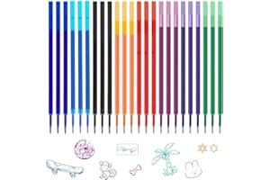 ZNNHNN 24x Recambios Boligrafos Borrables,Compatibles con Legami, Punta de 0,7mm,Altura 13cm,Bolígrafo roller borrable,Tinta termosensible,Recambio reemplazable (Multicolor)