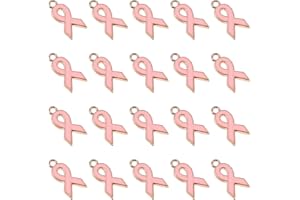 CHGCRAFT 100piezas Aleación Encantos de Conciencia del Cáncer de Mama Accesorios Dijes de Cinta Rosa para Campañas de Cinta Rosa Conciencia del Cáncer de Mama, 20x10x2mm