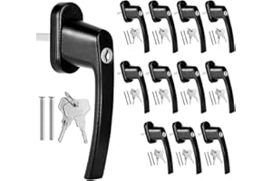 Eulenke Abschließbarer Sicherheitsfenstergriff - 12er Pack Schwarz inklusive 24 Schlüssel und Schrauben. Aluminium-Fensterschloss mit 35mm Stiftlänge