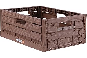 BESTLIVINGS Stabilne, składane pudełko o wyglądzie drewna, 40 x 30 x 16,3 cm (dł. x szer. x wys.) Składany kosz na zakupy 16 l – wytrzymała składana skrzynka – skrzynka na warzywa i owoce