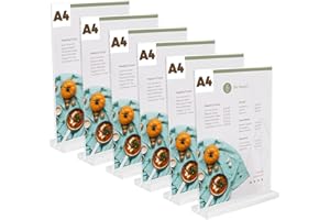 OulQinyhome 6 Pièces Présentoir de Table A4 - Porte Affiche - porte menu - Présentoir en Acrylique Transparent pour Menus,publicité,cadre photo,affichage,restaurant