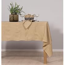 CHUFFED 100% Leinen Tischdecke (140x300 Cm) – Natürliche Beige-Farbe, Rustikal-elegant, Für Esstisch & Garten