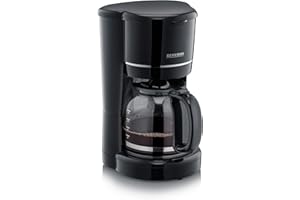SEVERIN Cafetière Filtre, 900W, 1,4L, Jusqu'à 10 tasses, Système anti-goutte, Filtre permanent amovible, Plaque chauffante, Noir, KA4320