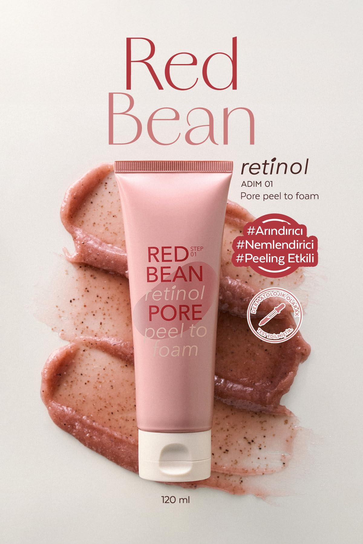 Missha Retinol İçerikli, Gözenek Arındırıcı Yıkama Köpüğü Red Bean Retinol Pore Peel to Foam 120 ml, 8425