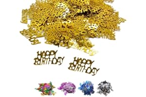 DIWULI confettis Joyeux Anniversaire d'or, des confettis de Table d'anniversaire, décoration de Table, Paillettes, Anniversaire d'or déco Streudeko pour la fête d'anniversaire, soirée à thème,