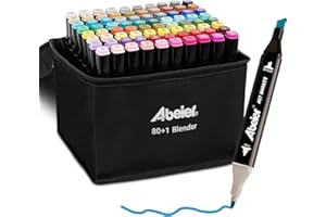 ABEIER Advanced 80+1 Colors Dual Tip Alcohol Art Markers, Plus 1 Blender Marker with Thick Packing, General Markers for Fine Arts Academy