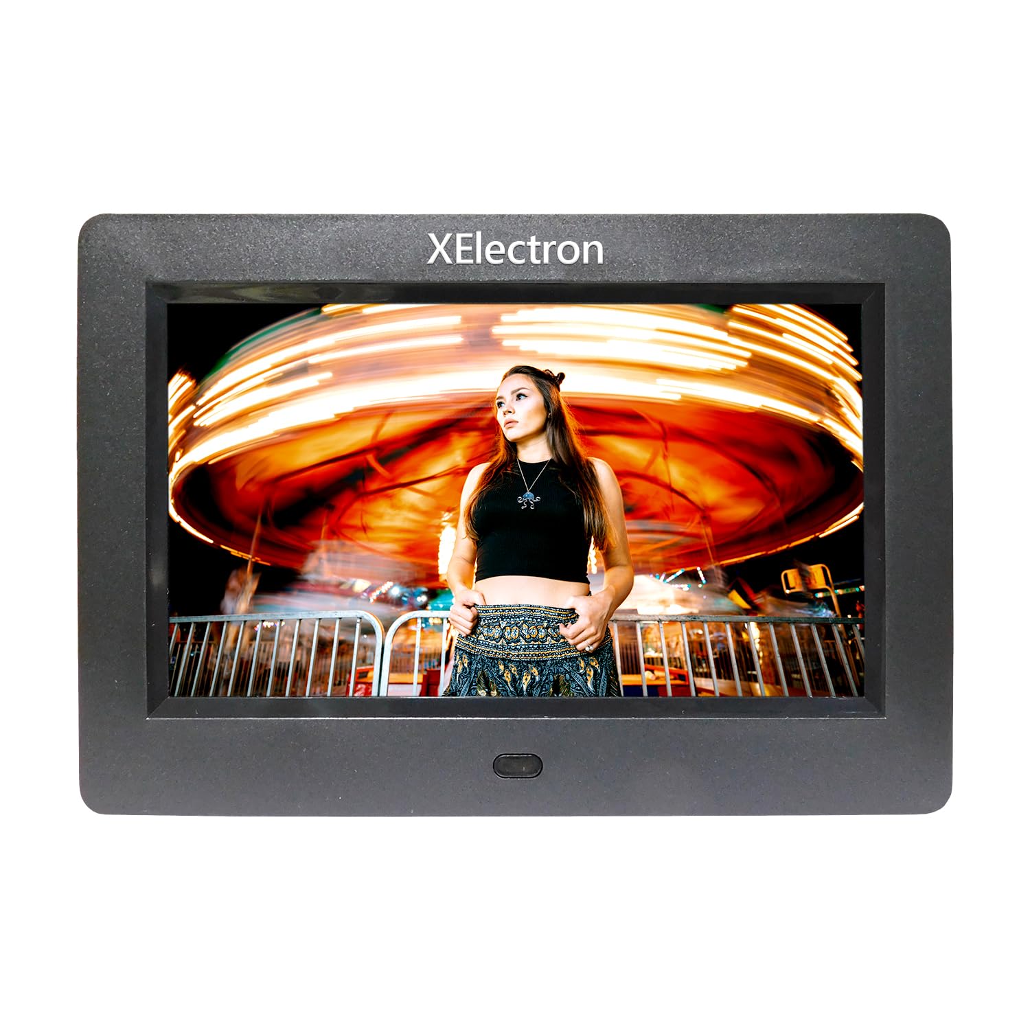 XElectron 7 inch (17.78 cm) IPS Digital Photo Frame with HD Display, 2GB RAM, 180° Wide Angle View, Auto-Rotate, Play Photos, Videos, Music and Slideshow with SD Card, USB Port, Remote (Black)