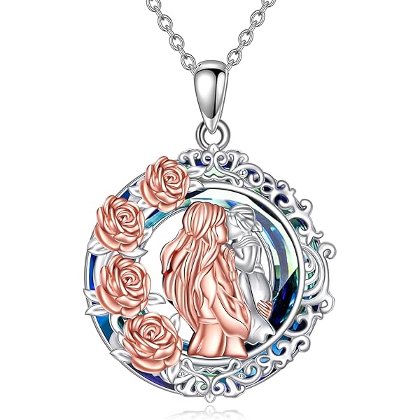 EUDORA 925 Sterling Silver Harmony Ball Mother Daughter Necklace for Women Two Rose Gold Hearts Love Necklace with Pendant for Wife, Grandma, Jewellery Gifts for Mother's Day, 45.7 cm, Silver, Cubic