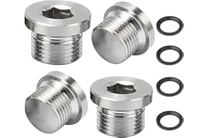 Beatific 4 tappi ciechi da 1/8 pollici, tappi ciechi per tubo dell'acqua in acciaio al carbonio con anello a forcella, esagono incassato per guarnizione e radiatori