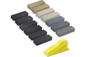 VIBRATITE Lot de 131 Feuilles de Papier Abrasif Humide et Secs avec Bloc de Ponçage, 60/80/100/150/240/400/800/1200/2000/3000/5000/7000/10000 Grain Papier de Verre pour Ponçage et Polissage