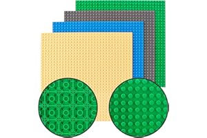 LEAFYIP 4 Doppelseitiges Bauplatte, Classic Bausteine Grundplatte 25 x 25cm，Grüne Blaue Graue Sand Grundplatte,100% Kompatibel Mit Meisten Marken Bausteine