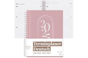 Rileys & Co Planer - Monatlicher Und Wöchentlicher Agenda-planer, Flexibler Einband, Doppelspiralbindung, Notizseiten (Rosa, Deutsch)