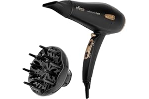 Ufesa Velvet Pro 2400 – Sèche-Cheveux Professionnel Moteur AC 2400 W, Technologie Ionique Céramique, Diffuseur Boucles et Concentrateur