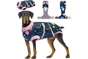 PetWarm Dog Recovery Suit Male,Recovery Suit for Female Male Dogs,Professional Pet Recovery Shirt Dog Abdominal Wounds BandagesSubstitute E-Collar & Cone,Dog Onesie,Galaxy pattern,Pink,M