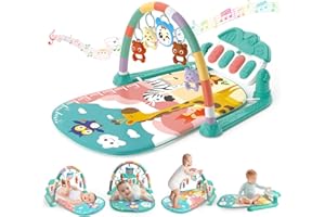 KalaDuck Palestrina Neonato Montessori 0-6 Mesi, Tappeto Gioco Neonato Gattonamento con Giocattolo Musicale Regolabile e Sonagli, Palestrina Neonata per Giochi Sensoriali di Attività (Verde)