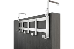Menz Over Door Hanger – Stainless Steel Coat Hanger for Door Depth 4.1 cm (1.6") & 3.6 cm (1.4"), Coat Hooks – Sturdy Hangers for Clothes Türhakenleiste Budget Edelstahl_36mm UK