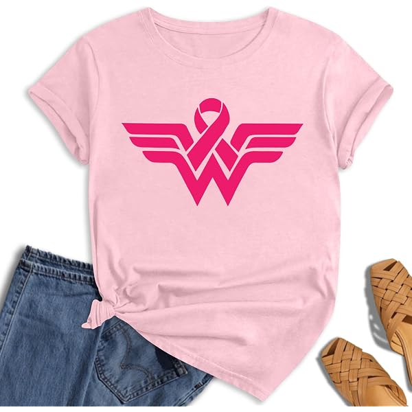 T-shirt Octobre Rose - Femme, Manches Longues, Ruban De Sensibilisation Au Cancer Du Sein