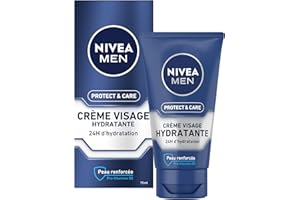 NIVEA MEN Protect & Care Soin Confort Hydratant (1 x 75 ml), Soin visage enrichi en Vitamine B5 et Aloe Vera, Crème Hydratante non grasse pour hommes