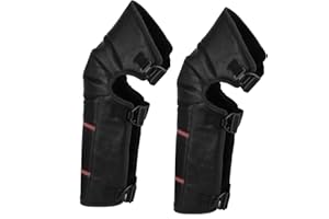 YJZQ Scaldamuscoli termici invernali, antivento, in pelle, con fodera calda, per sci, moto, scooter, lavoro freddo, ginocchiera protettiva, sollievo dal dolore da artrite, ginocchio, antiscivolo, Uomo