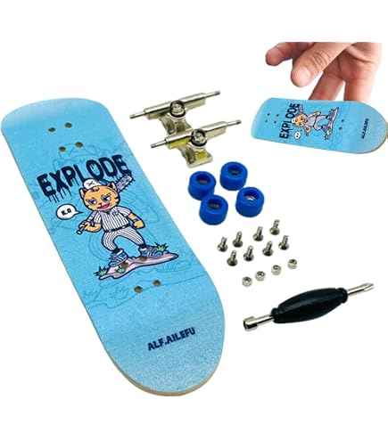 Fingerboard Profesional De Madera - 34 Mm, Cóncavo Pronunciado, Con Ruedas, Trucks, Lija Y Herramienta