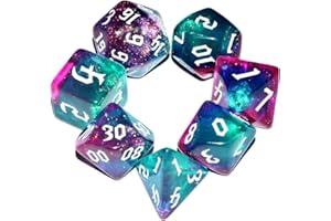 Dzxin DND Game Dice Set, 7PCS Polyhedral Dice Set for Dungeons and Dragons RPG MTG Role Playing Table Games (Blue+Purple)