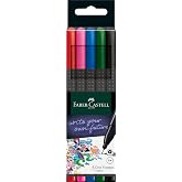 Faber-Castell Grip Finepen Fine Felt Tip Pen Set, 5&rsquo;li, Classic Colors, 0.4 mm, Metal Supported, Ergonomic Triangle Body