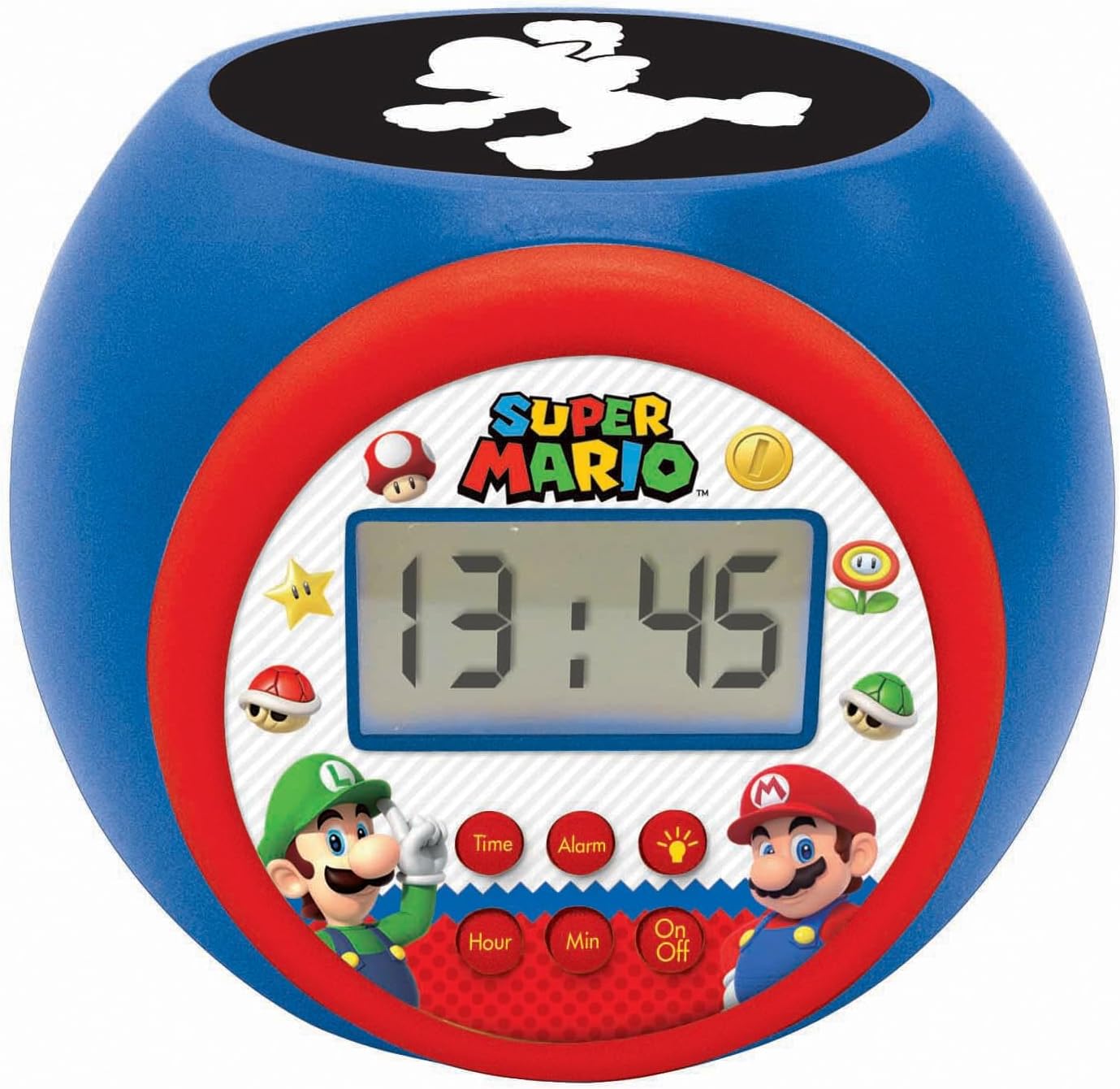 LEXIBOOK - Nintendo Super Mario Reloj Despertador con proyector con función de repetición y Alarma, luz Nocturna con Temporizador, Pantalla LCD, batería, RL977NILXB