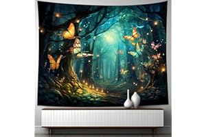 FENDROM Fantasy Forest Tapestry Aesthetic Fairy Galaxy Plant Butterfly Moon Wall Hanging Tapestries For Bedroom Living Room