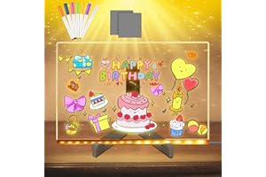 Infreecs Tablica wymazywalna LED, przezroczysta, akrylowa tablica wymazywalna, do biura, kawiarni, szkoły, domu, 7 kolorów