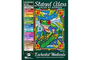 Enchanted Woodlands Stained Glass Color by Number: Majestic Forest Animals and Botanical Wonders