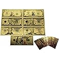 24K Gold Foil Banknote US Dollar 1-100 Dollar Gold Foil Money Set of 7 Bank Notes