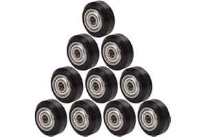RUNCCI-YUN 3D Puleggia Passivo Rotonda Plastica con Cuscinetto Puleggia Ingranaggi Ruota per Stampante 3D V-slots, POM Modelli Puleggia, Nero per Creality Ender 3, CR-10, CR-10S